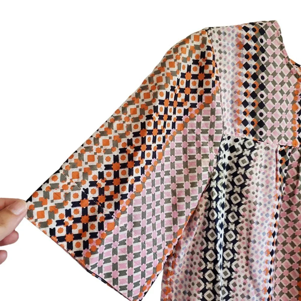 J.CREW 4 Pink geo‎ top Item A1328